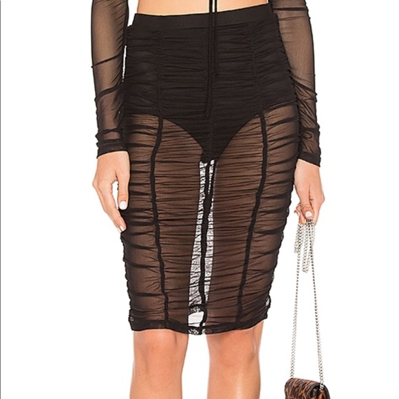 Majorelle Ruched Fitted Sheer Gobi Skirt Black - Picture 3 of 5